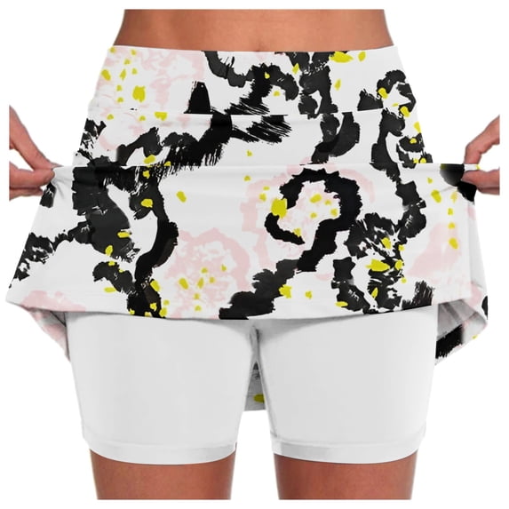 Tennis Skirts for Women Summer Elastic Yoga Culottes Lightweight High Waist Athletic Shorts Skirt with Pockets for Workouts Everyday Wear Black 5XL