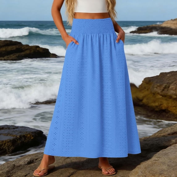 Tennis Skirts for Women Summer Elegant Everyday Skirt for Women Versatile Lightweight A-Line Midi with Breathable Comfort for Spring Wear Blue XXL