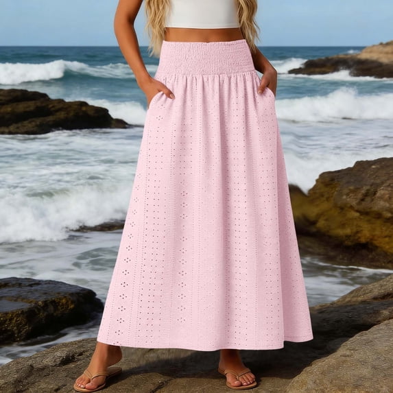 Tennis Skirts for Women Summer Elegant Everyday Skirt for Women Versatile Lightweight A-Line Midi with Breathable Comfort for Spring Wear Pink XL