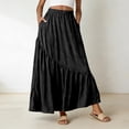 thumbnail image 1 of Tennis Skirts for Women Summer Elegant Summer Pleated Patchwork A-Line Skirt with High Waist Comfort Fit for Daily Casual Wear Black XL, 1 of 3