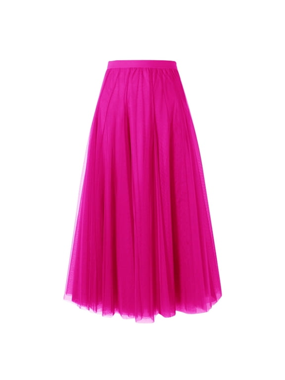 Skirts for Women Fashion Big Swing Skirt Thin A Line Skirt Solid Color Skirt Summer Clothes for Women Hot Pink M