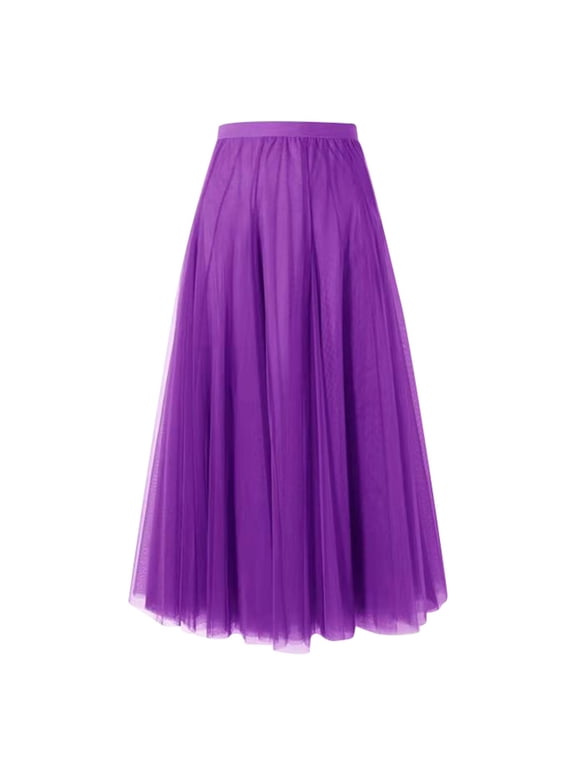 Skirts for Women Fashion Big Swing Skirt Thin A Line Skirt Solid Color Skirt Womens Clothes Dark Purple S