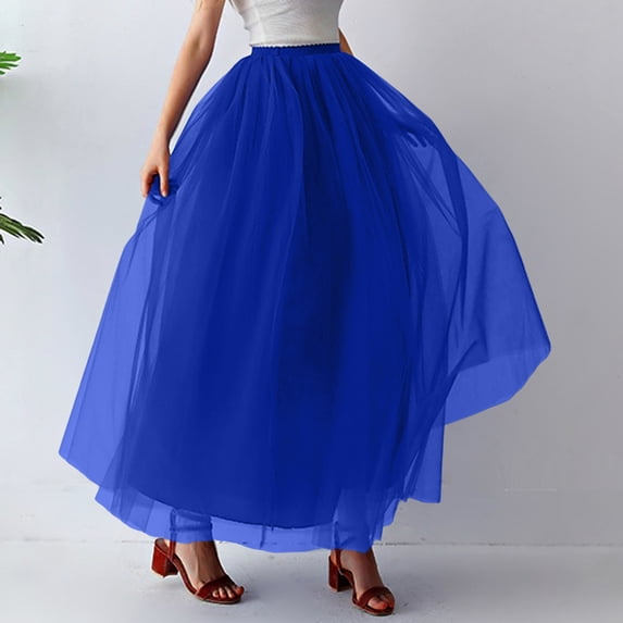 Tennis Skirts for Women Summer Fashion Mid Length Tutu Dress Adult Mesh Skirt for Women Contemporary Evening Wear Unique Skirt Blue One Size