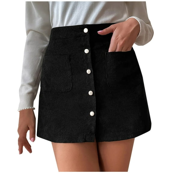 Skirts for Women Fashion Women Button Zipper High Waist Tight Solid Pocket Retro Skirt Women Pleated Tights for Women