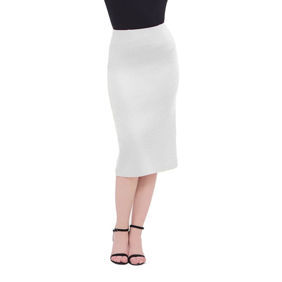 Skirts for Women High Waist Rhinestone Elasticity Slim Elegant Solid Color Summer Hip Hugging Skirt White XL