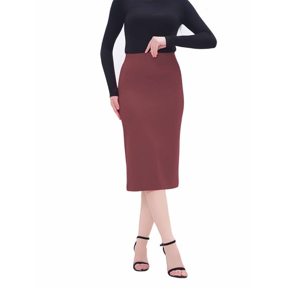 Skirts for Women High Waist Rhinestone Elasticity Slim Elegant Solid Color Summer Hip Hugging Skirt Wine XL