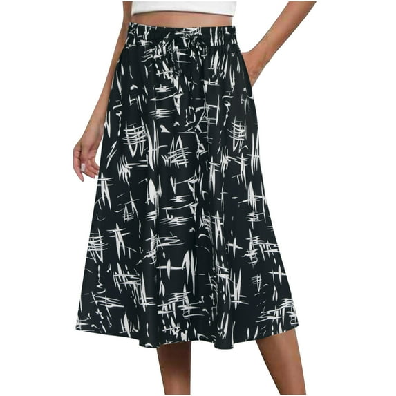 Skirts for Women High Waist Summer Beach Boho Skirts with Pocket Vintage Casual Midi Skirt Long Dress Floral Bohemian Holiday Dresses Skirt