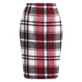 thumbnail image 1 of Skirts for Women High Waist Tight Knee Length Plaid Midi Fall Winter Woolen Skirt for Women Red S, 1 of 5