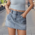 thumbnail image 1 of Skirts for Women High Waisted Denim Cargo Mini Skirt with Pockets Trendy Stylish Button Zipper Jeans Skirt for Women Light Blue L, 1 of 6