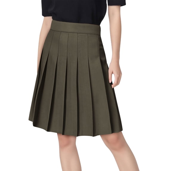 Skirts for Women High Waisted Elastic Waistband Skirt Pleated Safety Pants Solid Color Skirt for Women Khaki XXXL