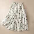 thumbnail image 1 of Skirts for Women LEBONYARD High-waisted Skirt with Pockets,Vintage Floral Medium Long-line Thin Dress Lady White M, 1 of 9