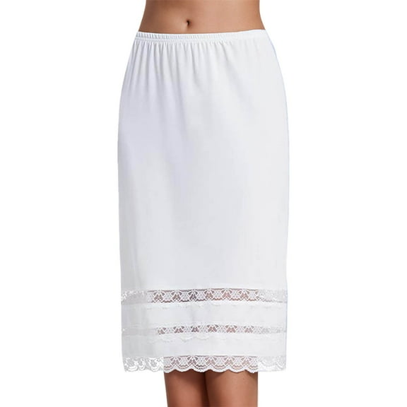 Skirts for Women Lace Trim Elegant Casual Spring Summer Outfit Knee Length White Skirt S