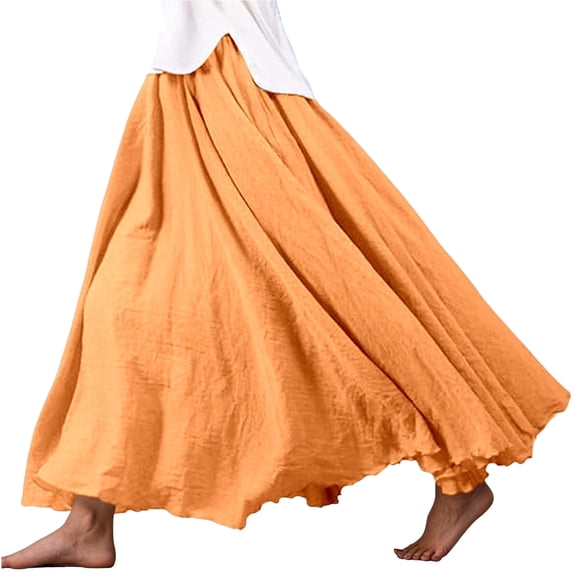 Skirts for Women Midi Length Fashion Floral Breathable Flowy White Maxi Skirt Elastic Waist Summer 2026 Spring Long Skirts