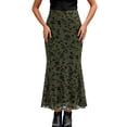 thumbnail image 1 of Skirts for Women Midi Length White Ruffled Styles Hawaiian Lightweight Flowy Elastic Waisted Casual Pleated Skirts with Pockets, 1 of 5