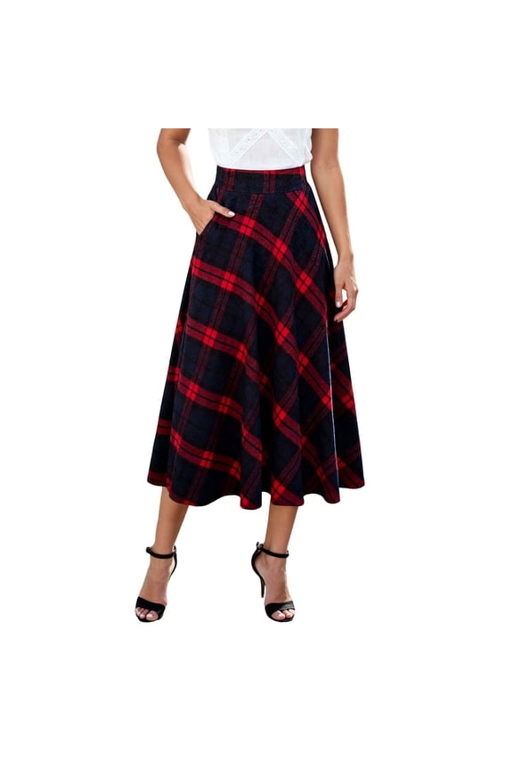 Skirts for Women Midi Length Work Column Solid Color Cute 2026 Elastic High Waist Chiffon Flowy Skirts with Pockets