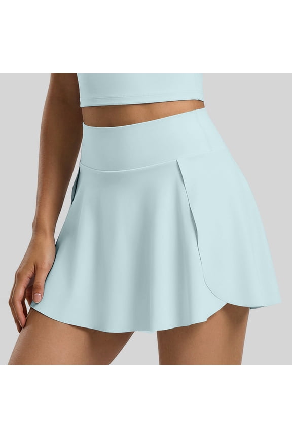 Skirts for Women Pleated Tennis Skirt with High Waist Shorts Skorts Lightweight Windbreaker-Style Everyday for Daily Work Light Blue S