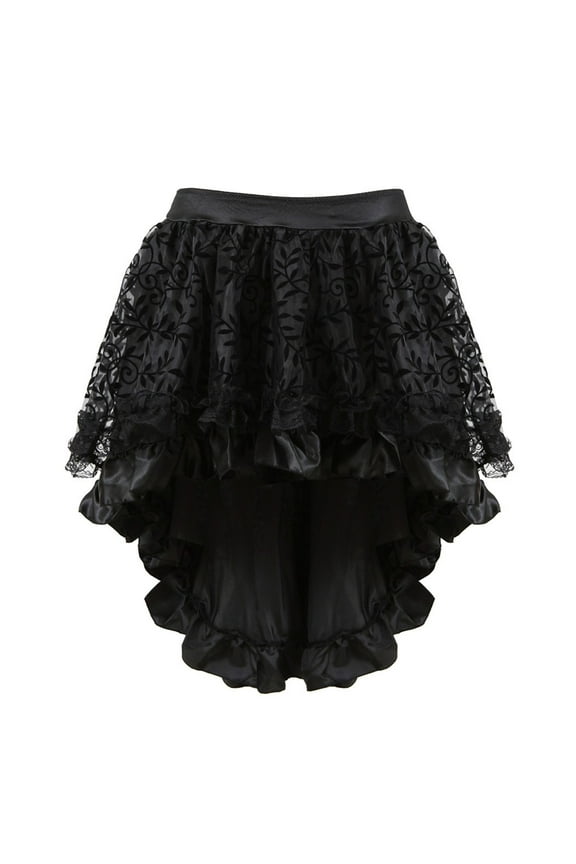 Skirts for Women Plus Sizes Lace Asymmetric Tutu Gothic Skirt Black Lace High Waist A Line Womens Clothes Black XXXXL