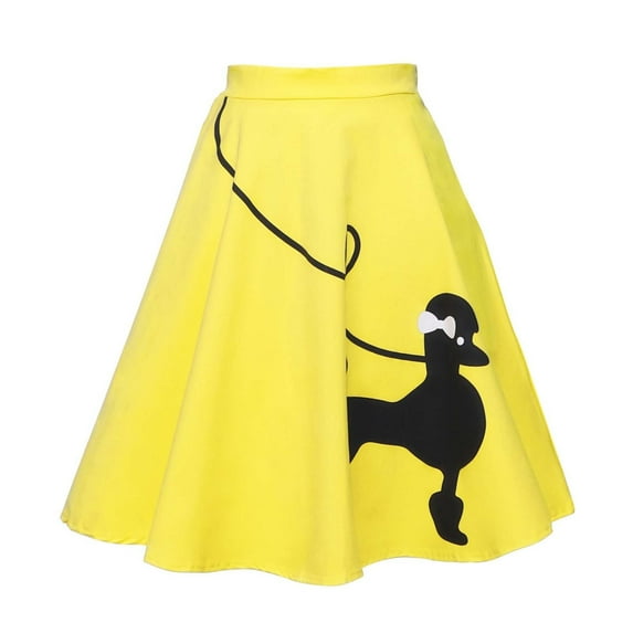 Skirts for Women Poodle Adult High Waist Vintage Skirt Swing Pleated Party Summer Clothes for Women Yellow XXL