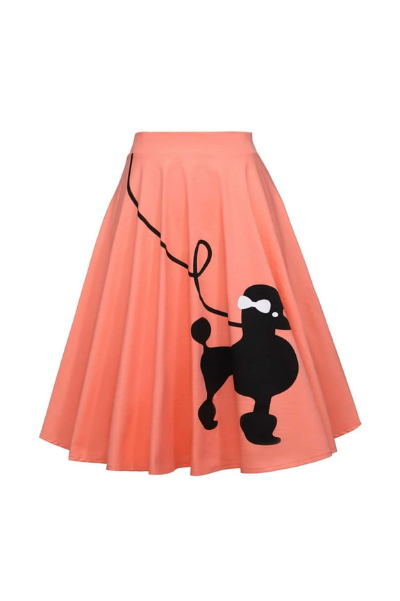 Skirts for Women Poodle Adult High Waist Vintage Skirt Swing Pleated Party Womens Summer Clothes Pink XL
