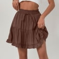 thumbnail image 1 of Tennis Skirts for Women Summer Women Solid Lace Up High Waist Pleated Ruffle Fold Skirt for Everyday Wear Brown M, 1 of 3