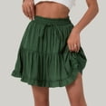 thumbnail image 1 of Tennis Skirts for Women Summer Women Solid Lace Up High Waist Pleated Ruffle Fold Skirt for Everyday Wear Green L, 1 of 7