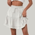 thumbnail image 1 of Tennis Skirts for Women Summer Women Solid Lace Up High Waist Pleated Ruffle Fold Skirt for Everyday Wear White M, 1 of 3