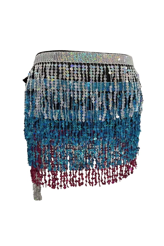 Skirts for Women Skirt Boho Fringe Skirt Sequin Tassel Belly Dance Belt for Women and Girls Fashion Party Accessory Light Gray One Size