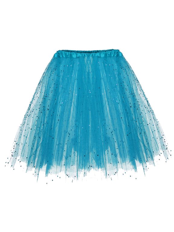 Tennis Skirts for Women Summer Skirt Classic Three Layer Tutu for Adults Glitter Elegant Dancewear Europe US Fashion Blue One Size