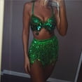 thumbnail image 1 of Tennis Skirts for Women Summer Skirt Dancer Tassel Skirt Sequin Belly Women Club Skirt Wrap Skirt Green One Size, 1 of 2