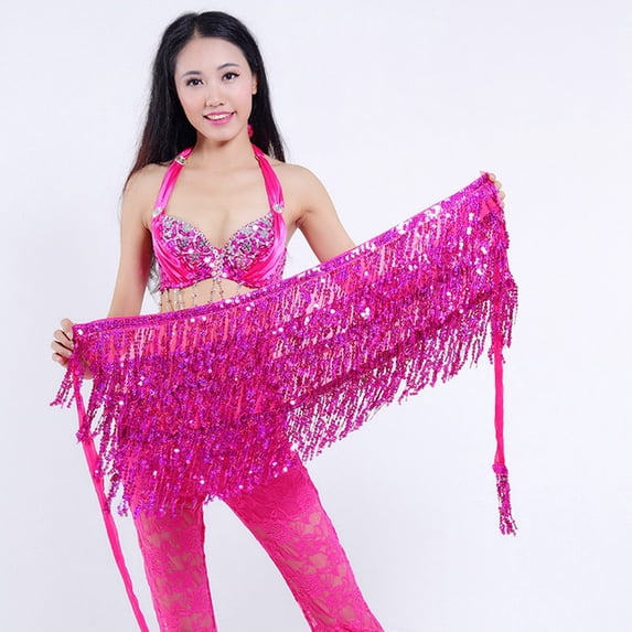 Skirts for Women Skirt Dancer Tassel Skirt Sequin Belly Women Club Skirt Wrap Skirt Hot Pink One Size