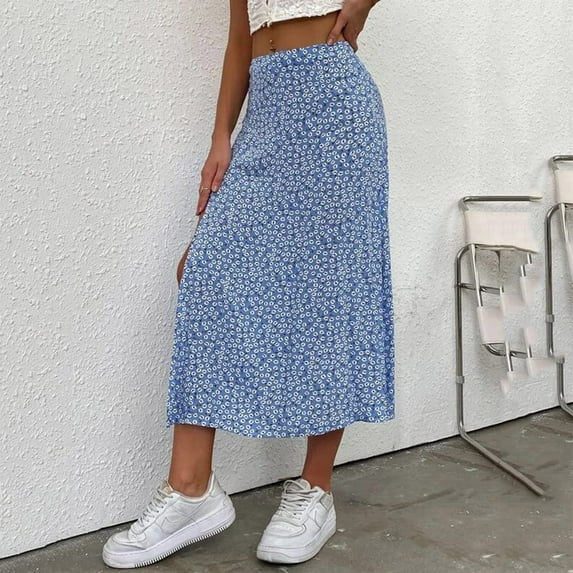 Skirts for Women Skirt Floral Midi Skirt For Women Bohemian Printed Flowing Long Skirt Elegant Everyday Wear B L