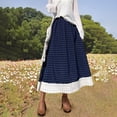 thumbnail image 1 of Skirts for Women Skirt Plaid Preppy Lace Skirt Summer Women's Casual Mid Length A Line Patchwork Lace Design Navy M, 1 of 2