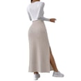 thumbnail image 1 of Tennis Skirts for Women Summer Skirt Women’s Slim Knit Skirt Elastic Waist Side Slit Wrap Bodycon Dress Elegant Knit Length for Everyday Wear Beige 3XL, 1 of 3
