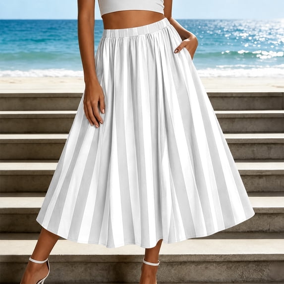 High Ready Skirts for Women Skirt Season Elegant Striped High Waisted A Line ...