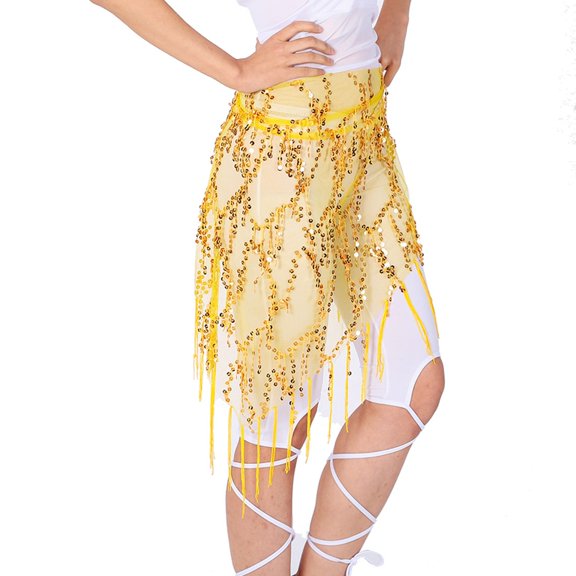 Skirts for Women Skirt Sequin Embroidered Performance Swing A Skirt Dance Skirt Performance Outfit for Stage and Show Yellow One Size