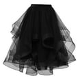 thumbnail image 1 of Skirts for Women Skirt Solid Skirts Puff Hem Mesh Long Skirt for Women Black L, 1 of 2