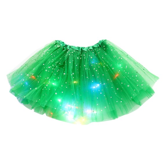 Tennis Skirts for Women Summer Skirt Women Fashion Pleated Mesh Tutu with LED Pattern Decoration Style Skirt Green One Size