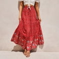 thumbnail image 1 of Tennis Skirts for Women Summer Skirt Women's Bohemian Beach Lace Rayon Floral Print Summer Dress Alternative Red M, 1 of 7