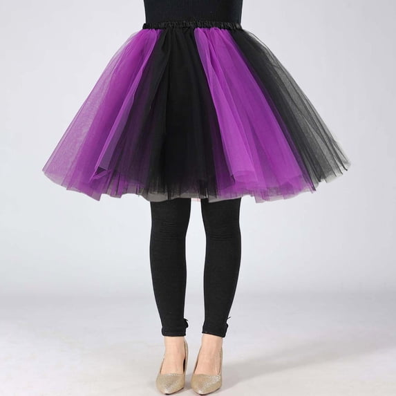 Skirts for Women Skirt Women's Flowy Mesh Tutu Skirt For Casual Performance Play Layered Skirt With Print Spring Summer Fashion Black M