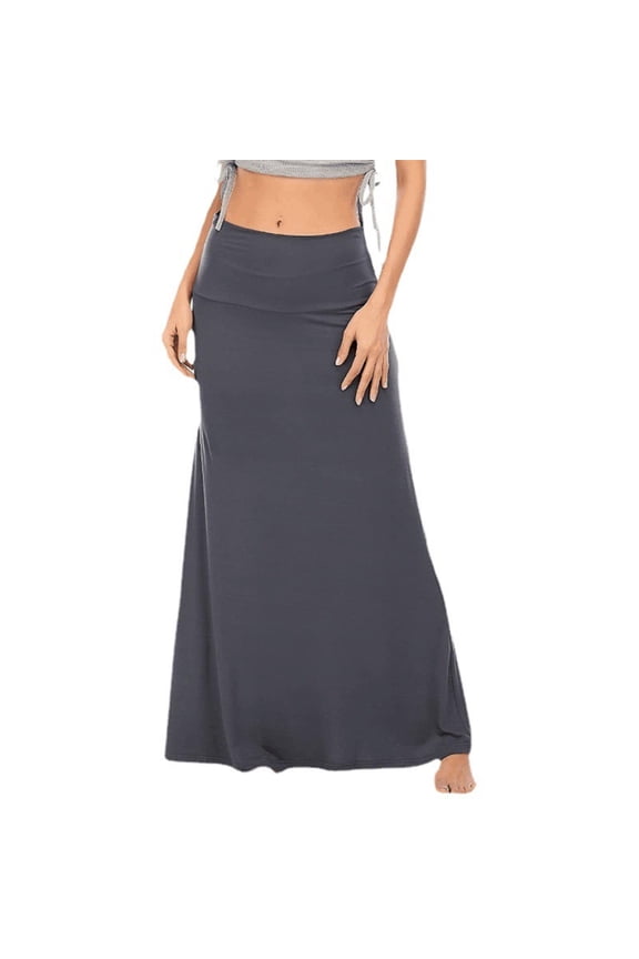 Skirts for Women Skirt Women’s Solid Color Low Rise Elastic Waist Casual A-Line Skirt for Everyday Wear Grey L