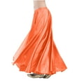 thumbnail image 1 of Skirts for Women Solid Color Casual Elastic Waisted Satin Long Skirt Womens Maxi Skirt, 1 of 4
