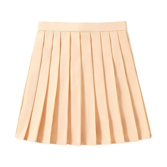 Skirts for Women Spring Fall High Waist Pleated Skirt A Line Solid Color Mini Skirt Casual Relaxed Fit Light Yellow M