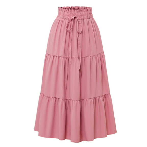 Skirts for Women Summer Boho Casual Maxi Flowy Elastic High Waist A-Line Tiered Swing Floral Long Skirts 2025