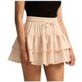 thumbnail image 1 of Skirts for Women Summer Elastic Waist Drawstring Tiered Skirt Casual Loose Ruffles Lounge Daily Skirt, 1 of 9