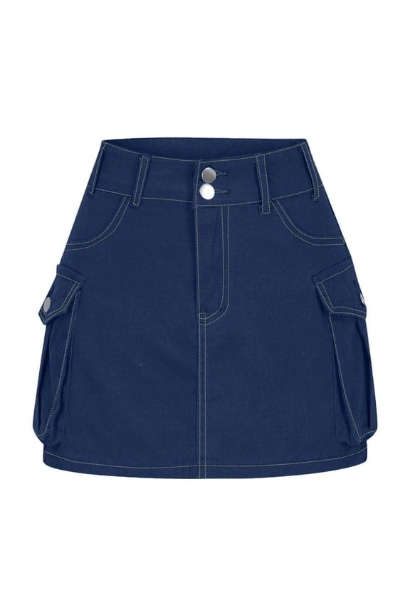 Skirts for Women Trendy,Cargo Mini Skirts for Women High Waisted Utility Skirt Double Button Short Skirt Workwear Skirt with Pockets