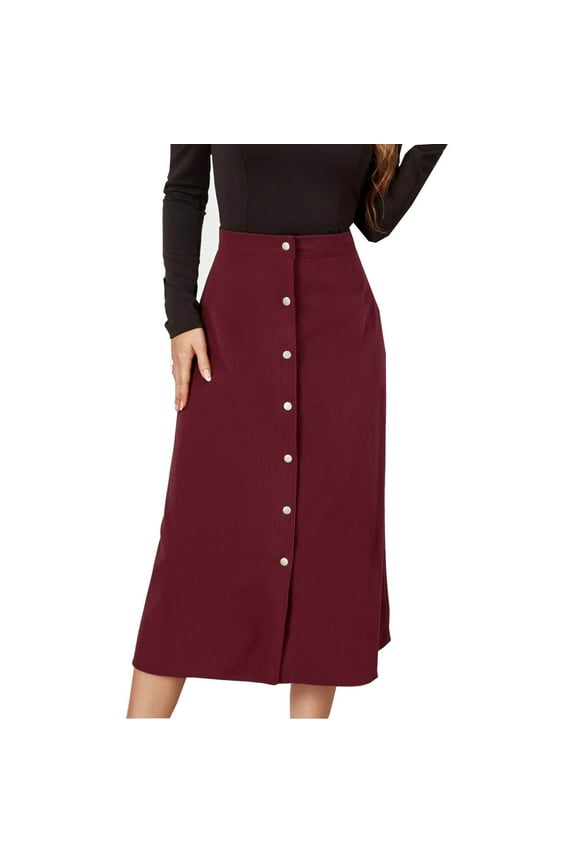 Skirts for Women Trendy High Waist Button Front A Line Corduroy Midi Skirt Long Skirts for Women
