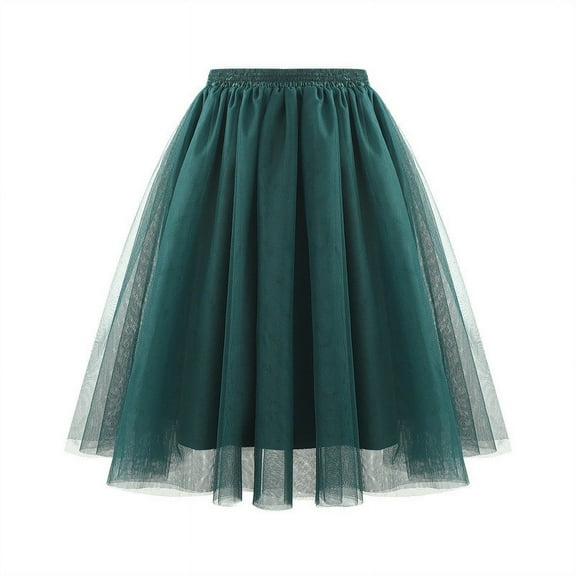 Skirts for Women Trendy Solid Color Casual High Waist Mesh Flowy Puffy Skirt Summer Women's Skirts