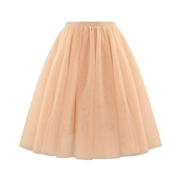 Skirts for Women Trendy Solid Color Casual High Waist Mesh Flowy Puffy Skirt Summer Women's Skirts