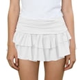thumbnail image 1 of Skirts for Women Trendy,Women's Ruffle Layered Mini Skirts Fold Over Flared Flowy Y2K Skirt with Shorts Underneath Summer Vacation Outfits, 1 of 8