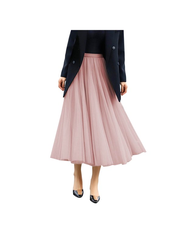 Skirts for Women Trendy,Womens Tulle Maxi Skirt High Waisted Pleated Skirts Mesh Overlay A Line Tutu Style Dressy Wedding Party Formal Gala